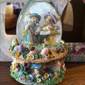 Colorful Easter Egg and Bunny Figurine
